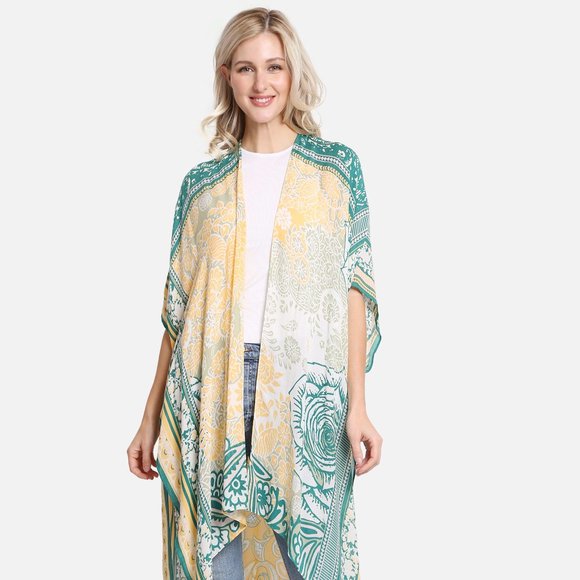 P/S Paisley & Floral ·Kimono·Wrap·Swimsuit Cover·Bikini Cover up·ComfyLuxe - Picture 3 of 3